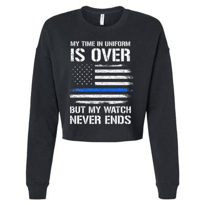Retired Police Officer Gifts Thin Blue Line Cropped Pullover Crew