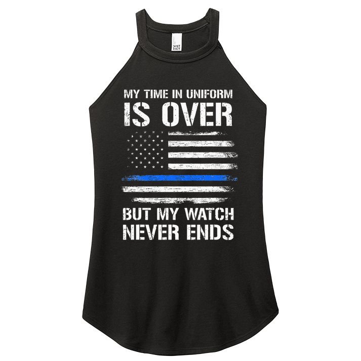Retired Police Officer Gifts Thin Blue Line Women's Perfect Tri Rocker Tank
