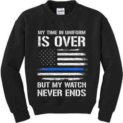 Retired Police Officer Gifts Thin Blue Line Kids Sweatshirt