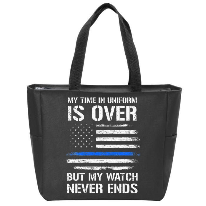 Retired Police Officer Gifts Thin Blue Line Zip Tote Bag