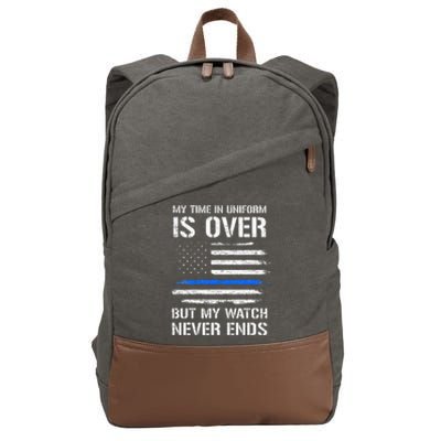 Retired Police Officer Gifts Thin Blue Line Cotton Canvas Backpack