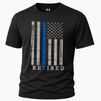 Retired Police Officer  Thin Blue Line Flag Retirement Cooling Performance Crew T-Shirt