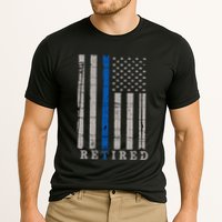 Retired Police Officer  Thin Blue Line Flag Retirement Cooling Performance Crew T-Shirt