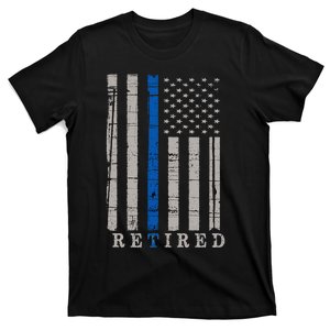 Retired Police Officer  Thin Blue Line Flag Retirement T-Shirt