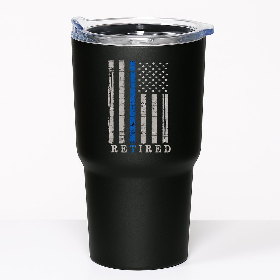 Retired Police Officer  Thin Blue Line Flag Retirement Tumbler