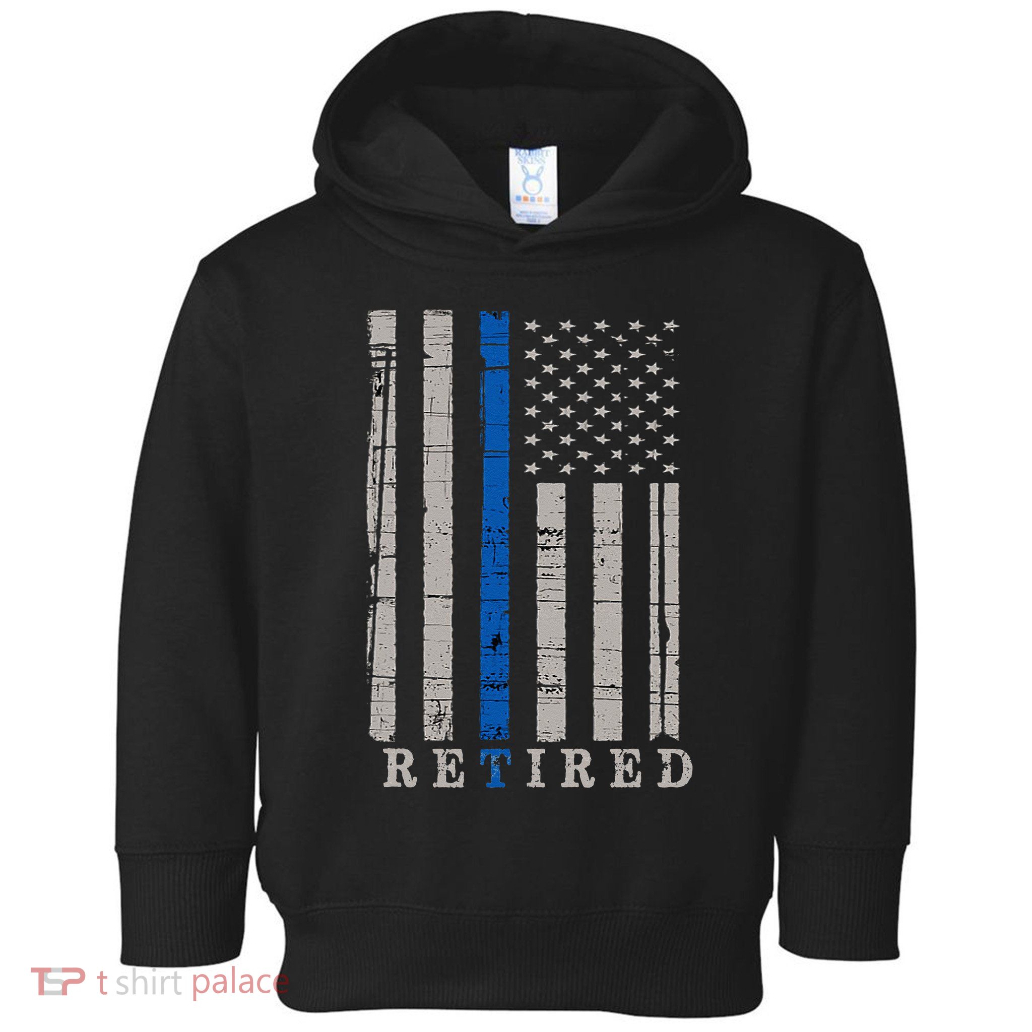 Retired Police Officer  Thin Blue Line Flag Retirement Toddler Hoodie