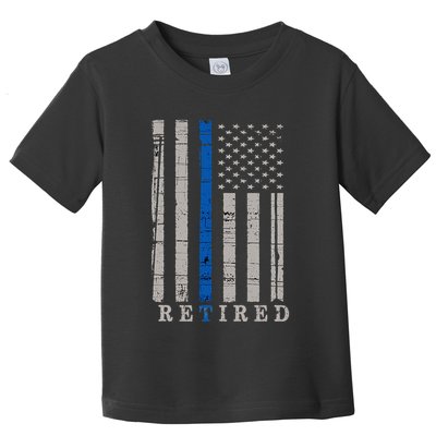Retired Police Officer  Thin Blue Line Flag Retirement Toddler T-Shirt