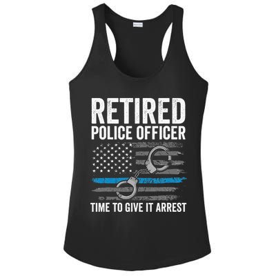 Retired Police Officer Blue Thin Line Flag Retirement Ladies PosiCharge Competitor Racerback Tank