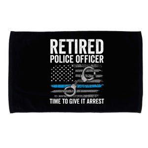 Retired Police Officer Blue Thin Line Flag Retirement Microfiber Hand Towel