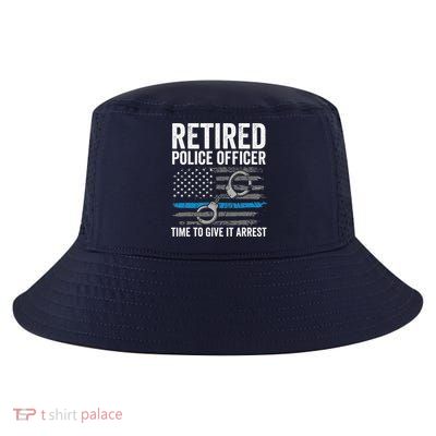 Retired Police Officer Blue Thin Line Flag Retirement Cool Comfort Performance Bucket Hat