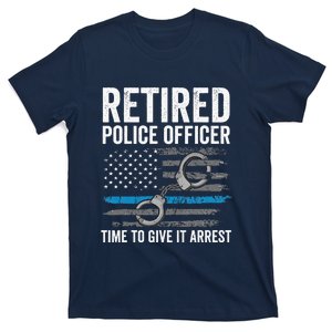 Retired Police Officer Blue Thin Line Flag Retirement T-Shirt