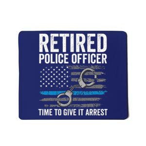 Retired Police Officer Blue Thin Line Flag Retirement Mousepad