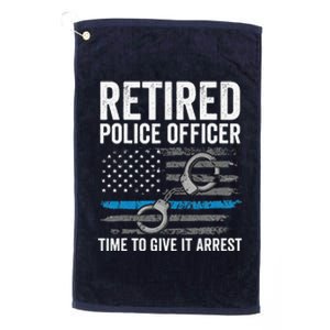 Retired Police Officer Blue Thin Line Flag Retirement Platinum Collection Golf Towel