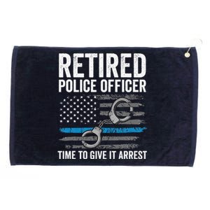 Retired Police Officer Blue Thin Line Flag Retirement Grommeted Golf Towel