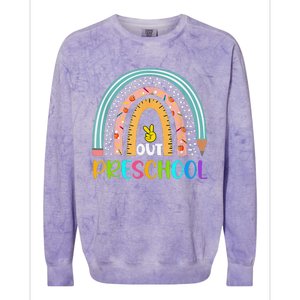 Rainbow Peace Out Preschool Happy Last Day Of School Gift Colorblast Crewneck Sweatshirt