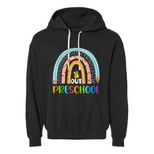 Rainbow Peace Out Preschool Happy Last Day Of School Gift Garment-Dyed Fleece Hoodie