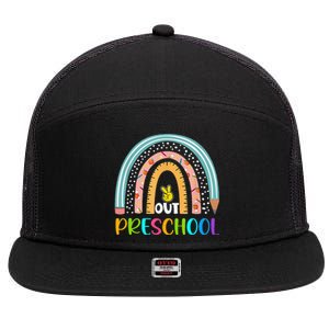 Rainbow Peace Out Preschool Happy Last Day Of School Gift 7 Panel Mesh Trucker Snapback Hat