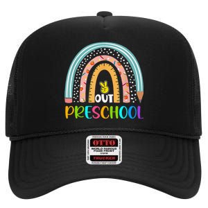 Rainbow Peace Out Preschool Happy Last Day Of School Gift High Crown Mesh Back Trucker Hat