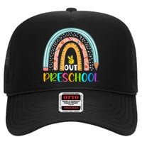 Rainbow Peace Out Preschool Happy Last Day Of School Gift High Crown Mesh Back Trucker Hat