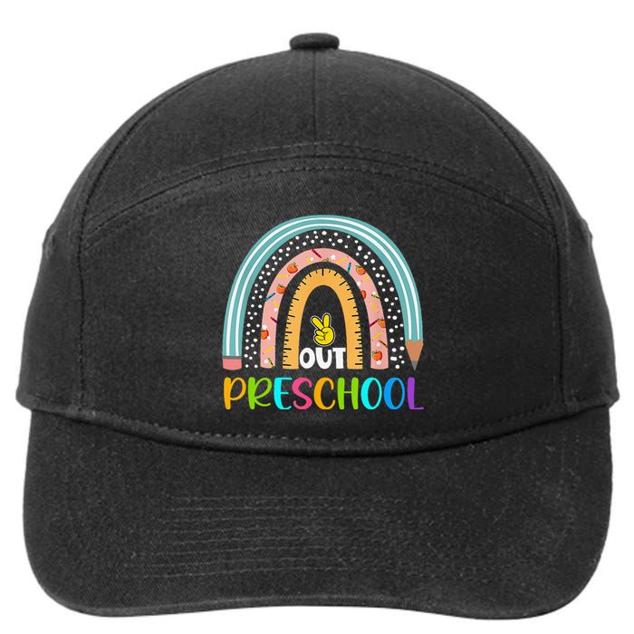 Rainbow Peace Out Preschool Happy Last Day Of School Gift 7-Panel Snapback Hat