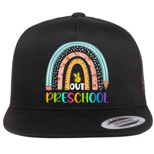 Rainbow Peace Out Preschool Happy Last Day Of School Gift Flat Bill Trucker Hat