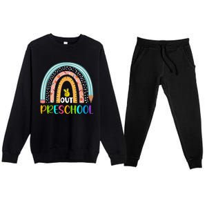 Rainbow Peace Out Preschool Happy Last Day Of School Gift Premium Crewneck Sweatsuit Set