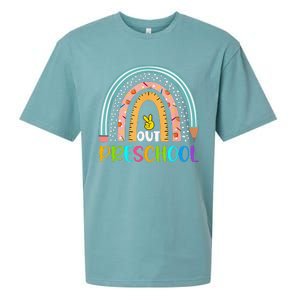 Rainbow Peace Out Preschool Happy Last Day Of School Gift Sueded Cloud Jersey T-Shirt