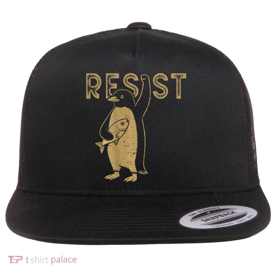Resist Penguins On Back Activism Graphic We Stand With Flat Bill Trucker Hat