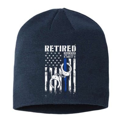 Retired Police Officer Thin Blue Line Police American Flag Sustainable Beanie