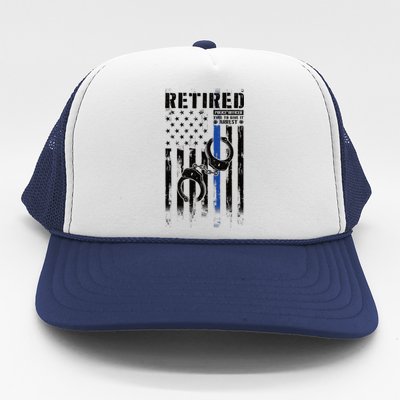 Retired Police Officer Thin Blue Line Police American Flag Trucker Hat