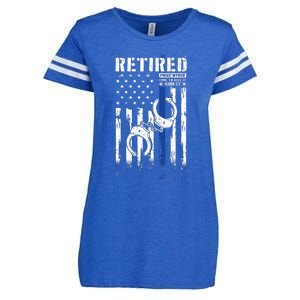 Retired Police Officer Thin Blue Line Police American Flag Enza Ladies Jersey Football T-Shirt