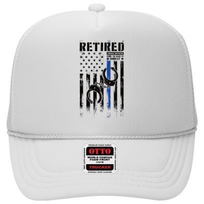 Retired Police Officer Thin Blue Line Police American Flag High Crown Mesh Back Trucker Hat