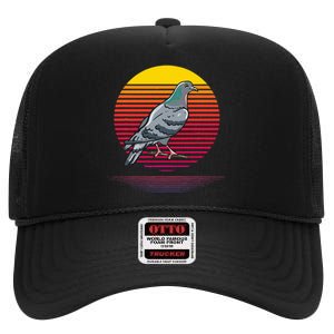 Retro Pigeon Owner Lover Gifts Pigeon Love Gift High Crown Mesh Back Trucker Hat