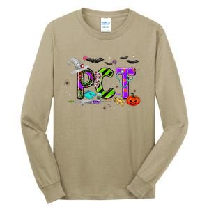 Retro Pct Patient Care Technician Halloween Spooky Season Tall Long Sleeve T-Shirt