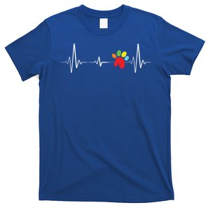 Rainbow Paw Print Heartbeat Vet Tech Cute Veterinarian Gift T-Shirt