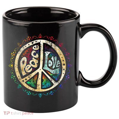 Retro Psychedelic Peace Sign Hip Funky Radical Great Gift 11oz C Handle Ceramic Mug