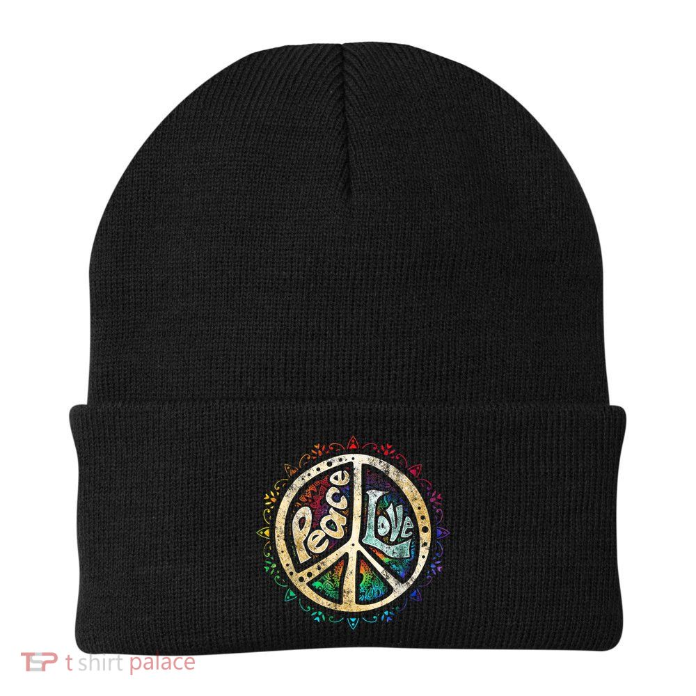 Retro Psychedelic Peace Sign Hip Funky Radical Great Gift Beanie