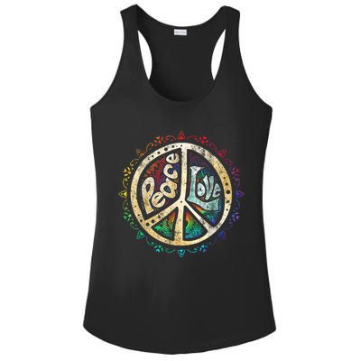 Retro Psychedelic Peace Sign Hip Funky Radical Great Gift Ladies PosiCharge Competitor Racerback Tank