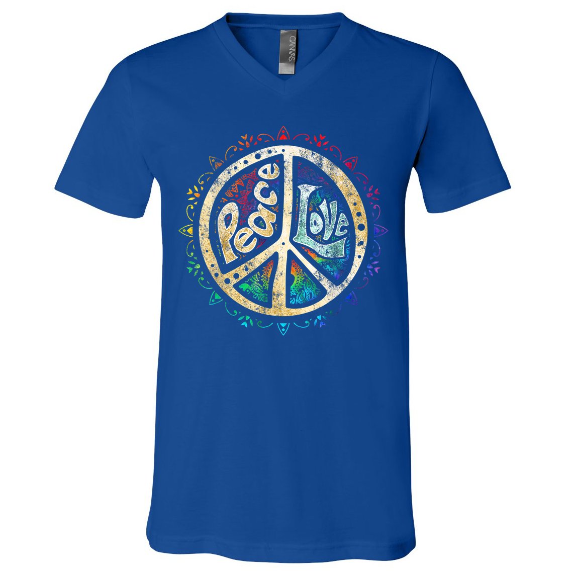 Retro Psychedelic Peace Sign Hip Funky Radical Great Gift V-Neck T-Shirt