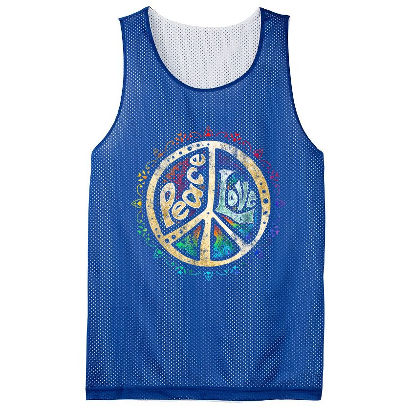 Retro Psychedelic Peace Sign Hip Funky Radical Great Gift Mesh Reversible Basketball Jersey Tank
