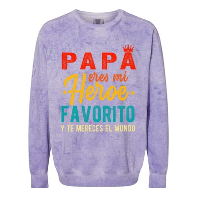 Regalos Para Papa Dia Del Padre Camiseta Mejor Papa Mundo Colorblast Crewneck Sweatshirt