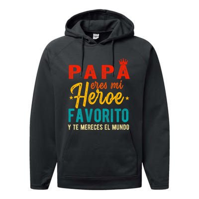 Regalos Para Papa Dia Del Padre Camiseta Mejor Papa Mundo Performance Fleece Hoodie