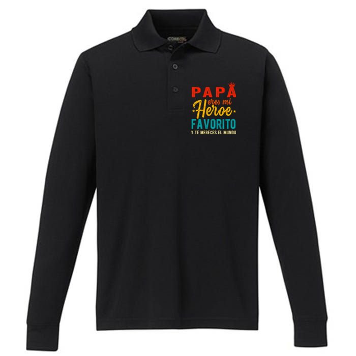 Regalos Para Papa Dia Del Padre Camiseta Mejor Papa Mundo Performance Long Sleeve Polo