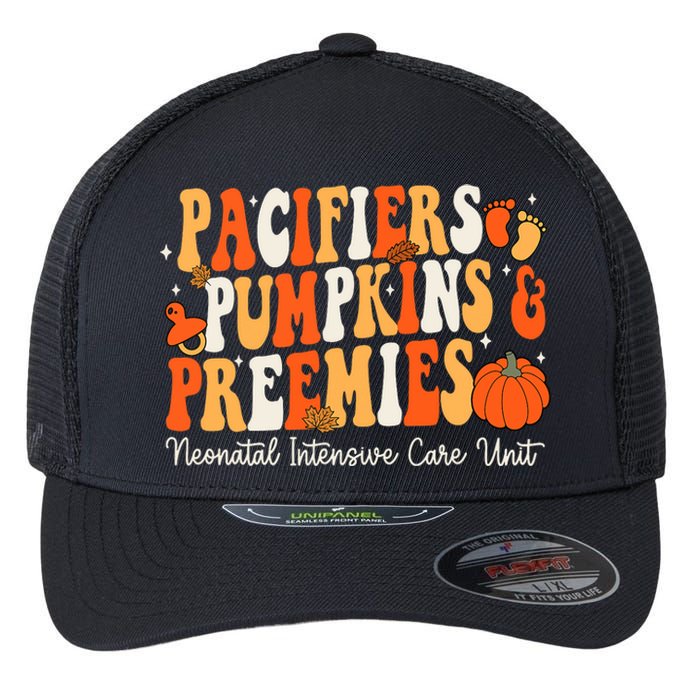 Retro Pacifiers Pumpkins Preemies Thanksgiving Nicu Nurse Flexfit Unipanel Trucker Cap