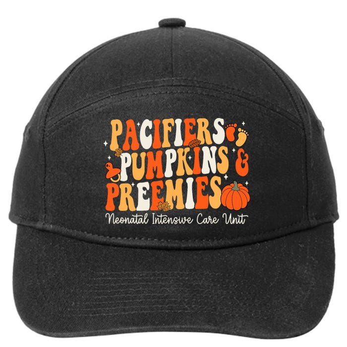 Retro Pacifiers Pumpkins Preemies Thanksgiving Nicu Nurse 7-Panel Snapback Hat