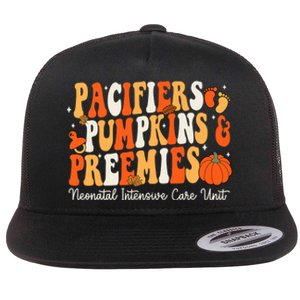 Retro Pacifiers Pumpkins Preemies Thanksgiving Nicu Nurse Flat Bill Trucker Hat