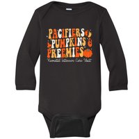 Retro Pacifiers Pumpkins Preemies Thanksgiving Nicu Nurse Baby Long Sleeve Bodysuit