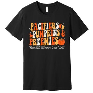 Retro Pacifiers Pumpkins Preemies Thanksgiving Nicu Nurse Premium T-Shirt