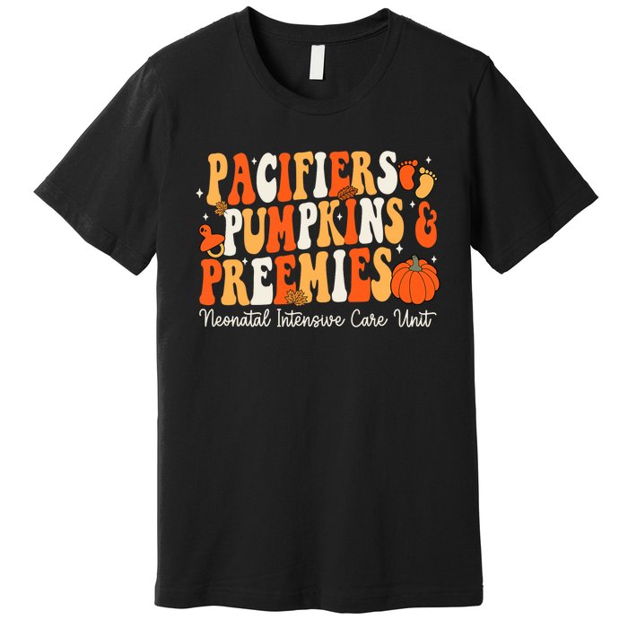 Retro Pacifiers Pumpkins Preemies Thanksgiving Nicu Nurse Premium T-Shirt