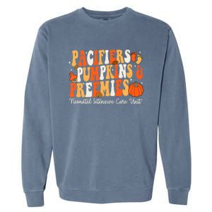 Retro Pacifiers Pumpkins Preemies Thanksgiving Nicu Nurse Garment-Dyed Sweatshirt